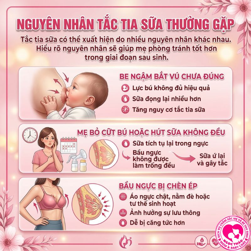 nguyên nhân gây tắc tia sữa